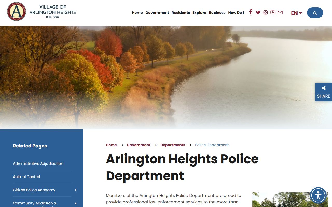 Arlington Heights Police Department page for warrant records