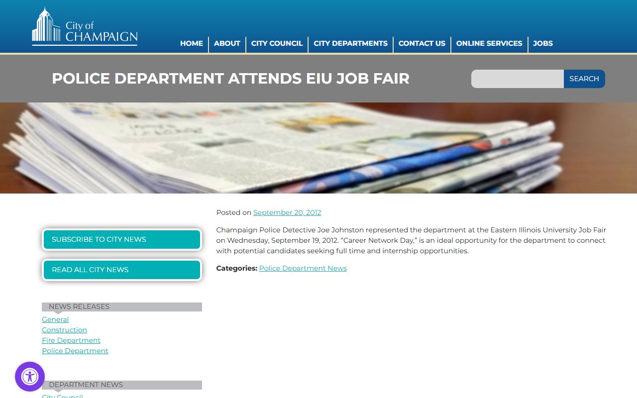 Champaign Police Department page for warrant records information