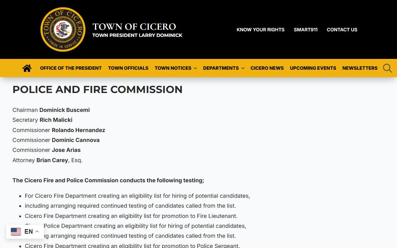 Cicero Police Department page for warrant records information
