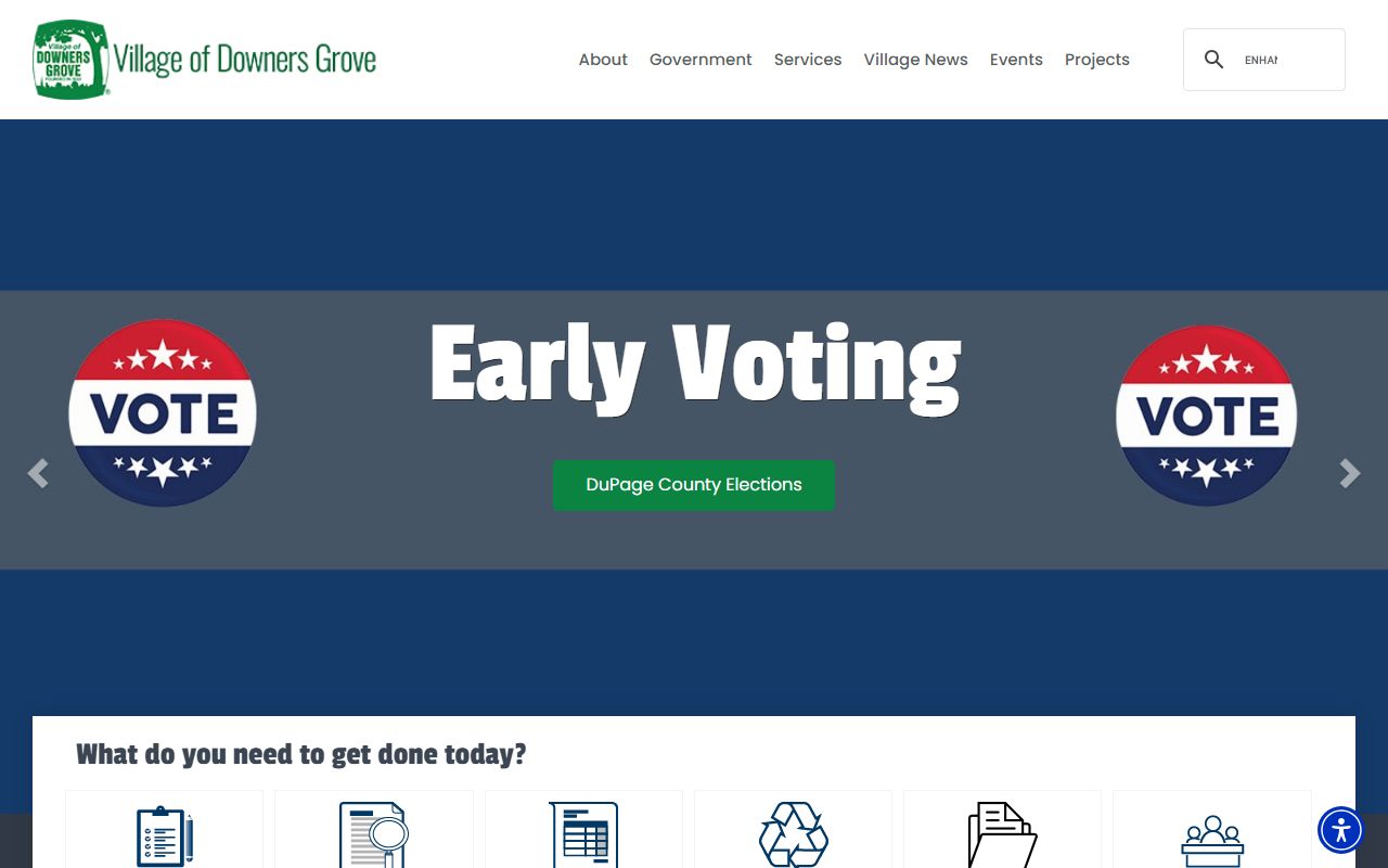 Downers Grove village website for warrant records and police resources