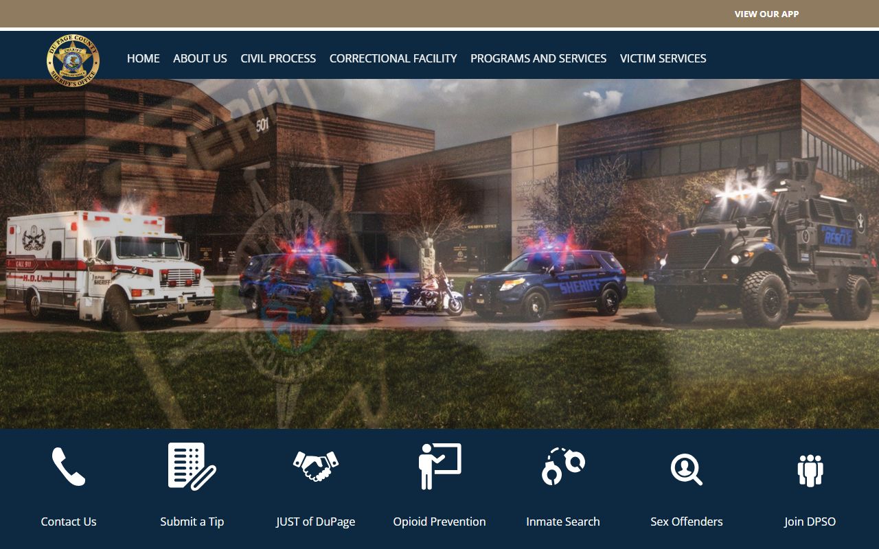 DuPage County Sheriff website for Downers Grove warrant records