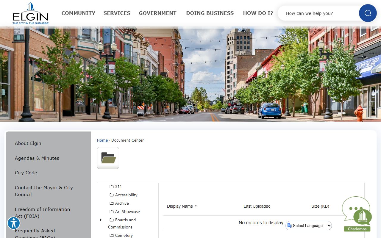 Elgin Police Department page for warrant records information