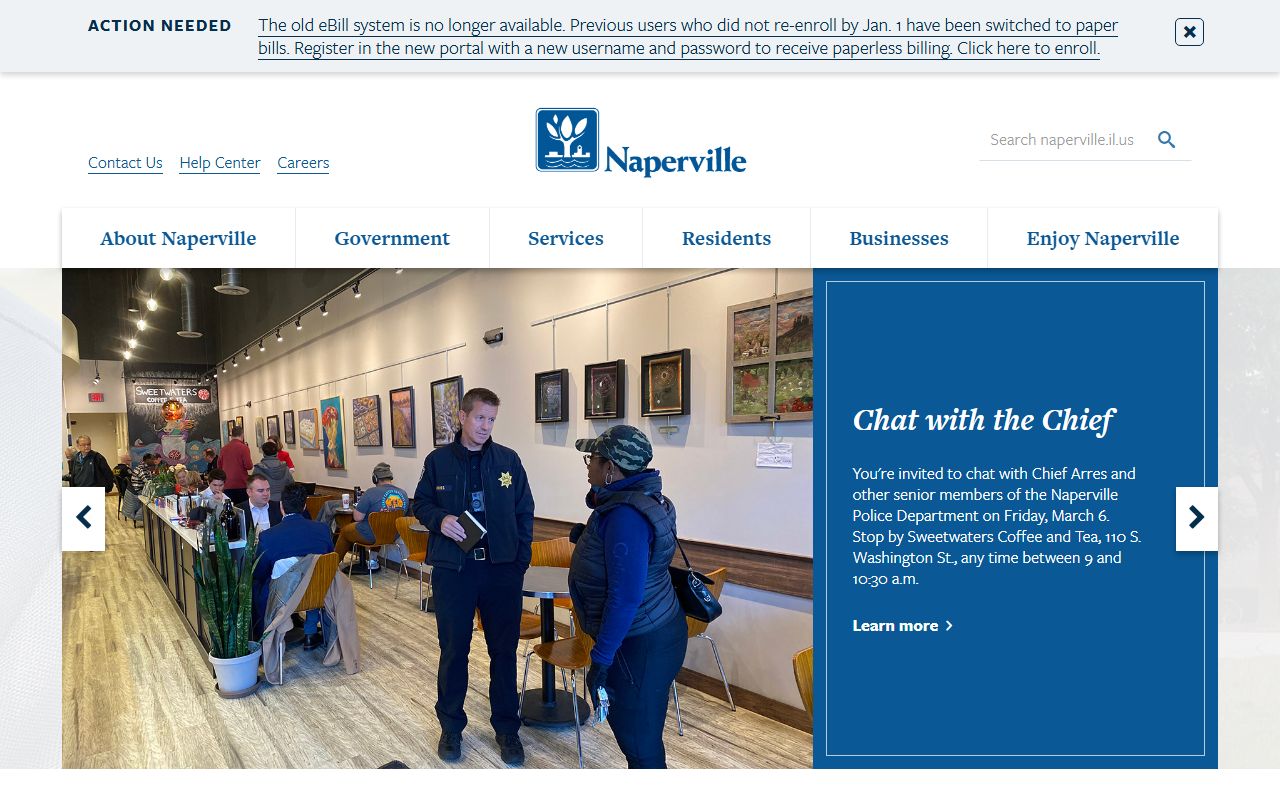 Naperville Police Department page for warrant records information