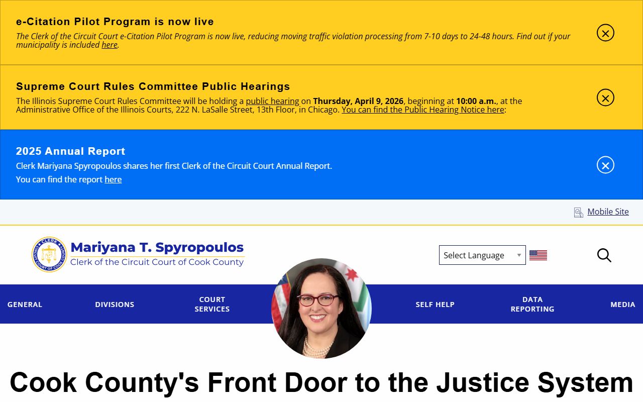 Cook County Clerk of Court website for Orland Park warrant records