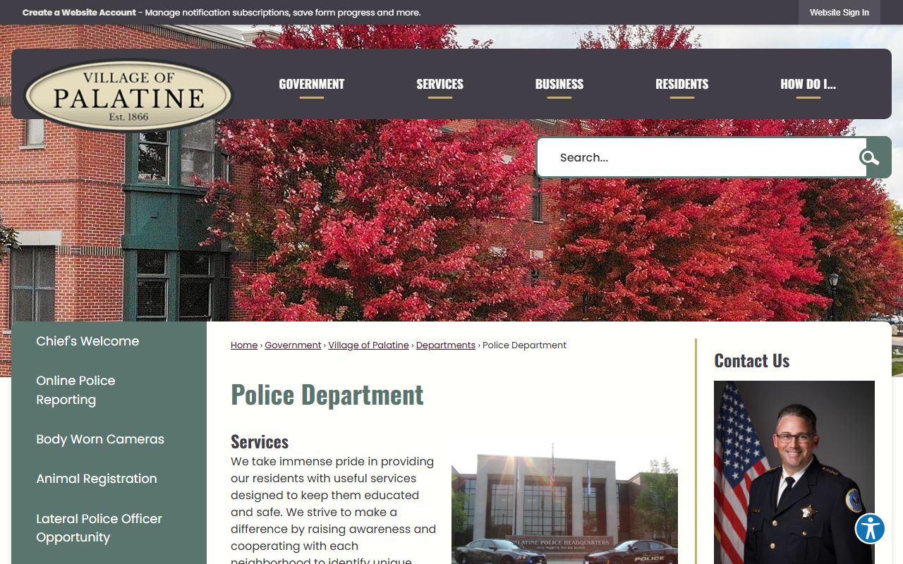 Palatine Police Department portal for warrant records
