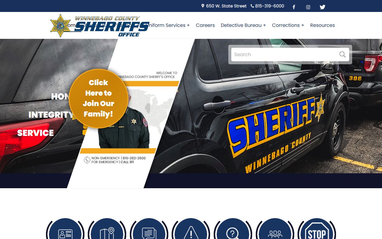 Winnebago County Sheriff website for Rockford warrant records