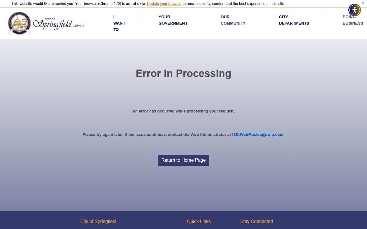 Springfield Police Department page for warrant records