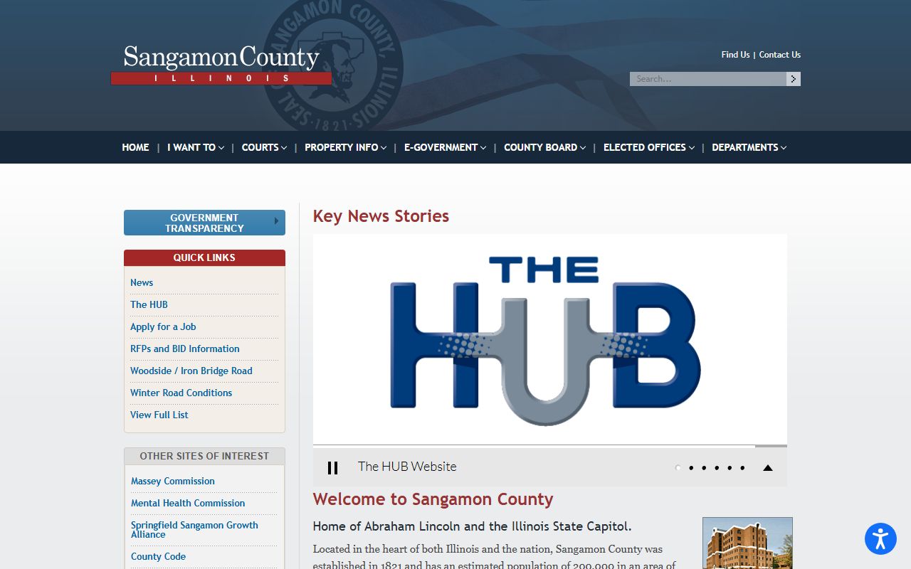 Sangamon County government portal for Springfield warrant records