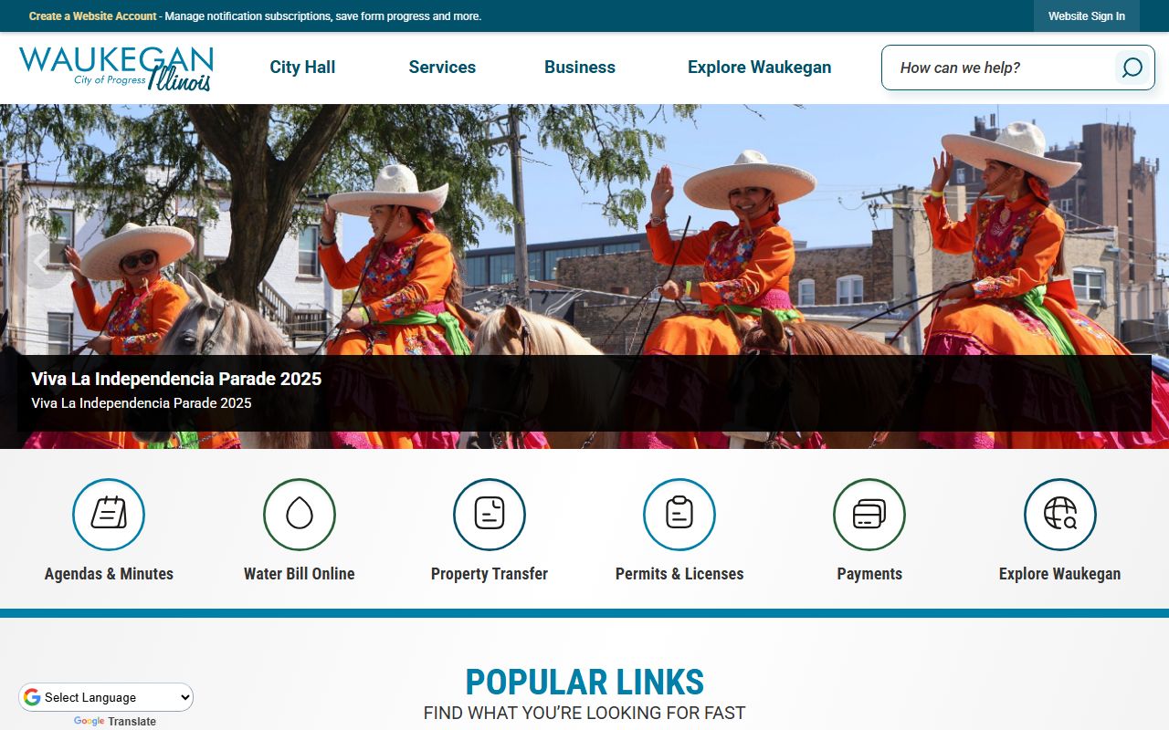 Waukegan city portal for warrant records and city services