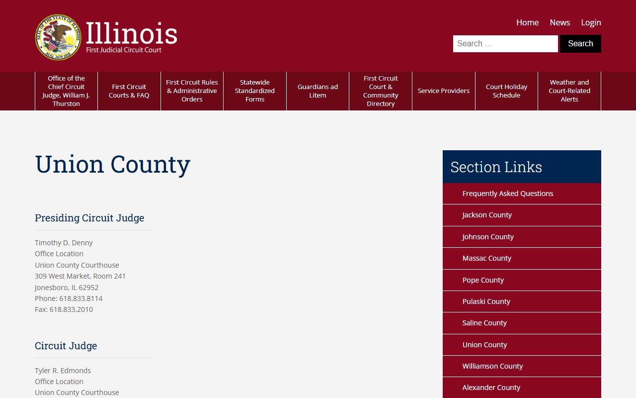 Union County First Judicial Circuit court information for warrant records
