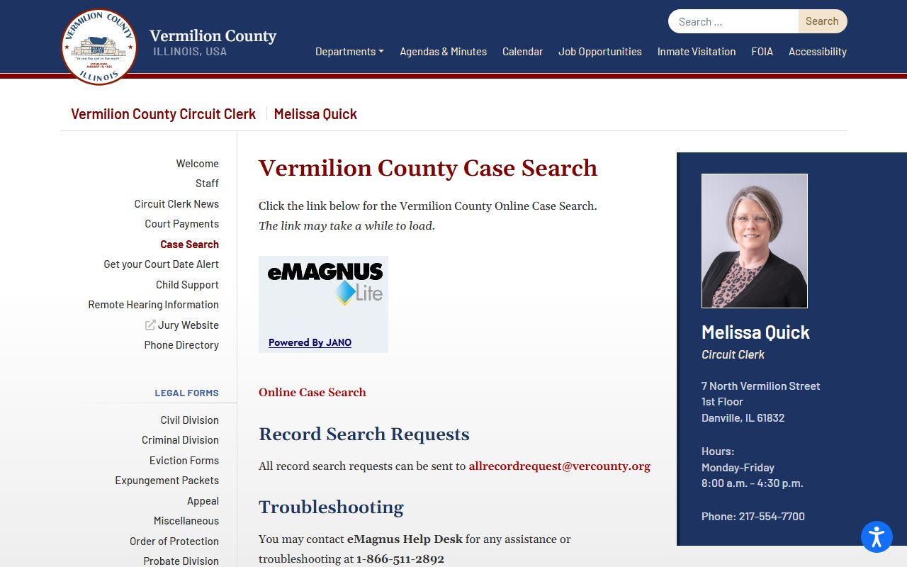Vermilion County case search portal for warrant records