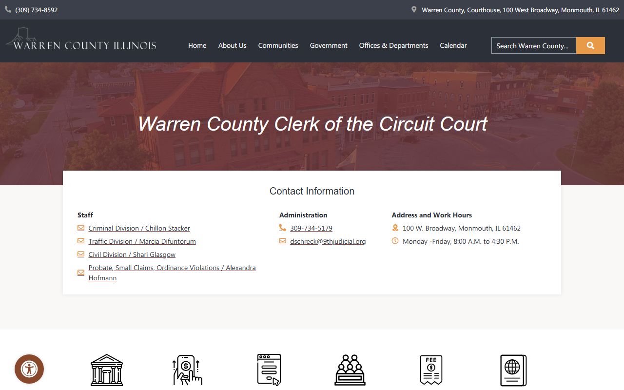 Warren County Circuit Clerk office page for warrant records