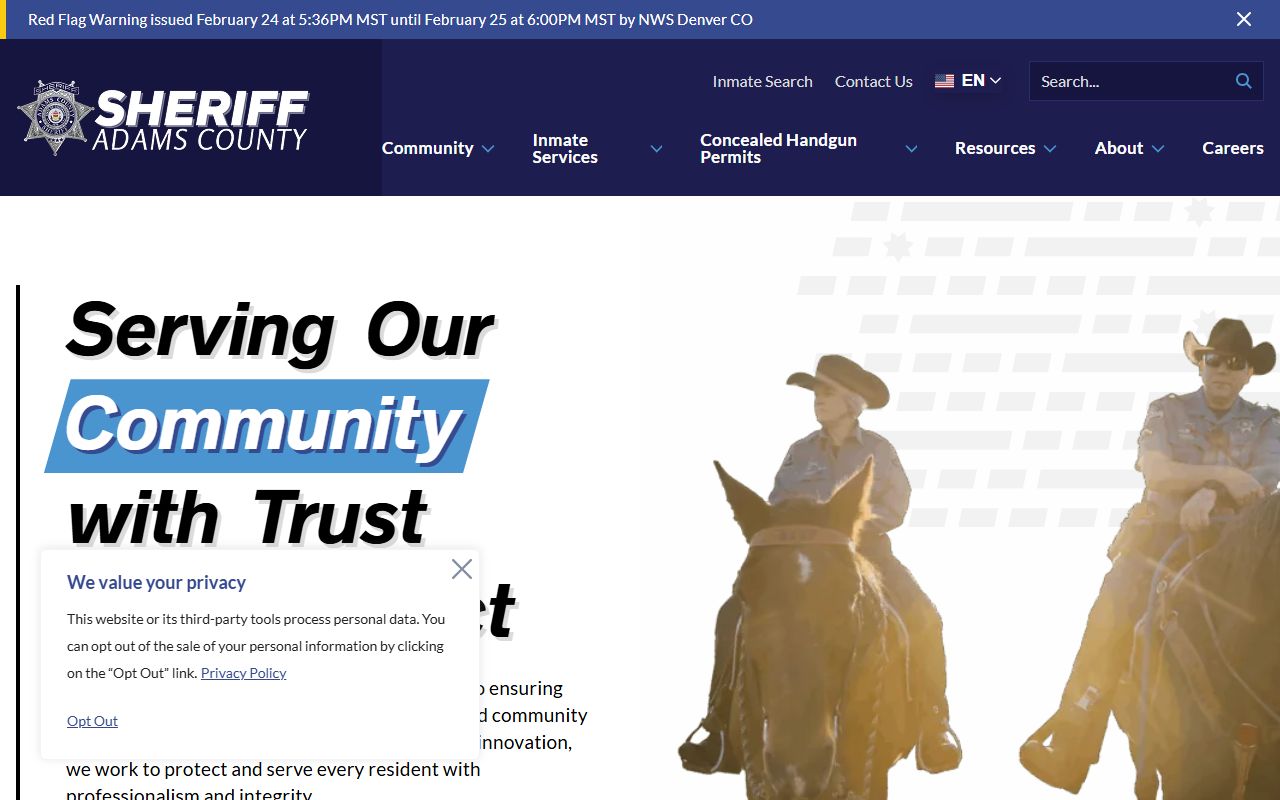 Adams County Sheriff portal for warrant records search
