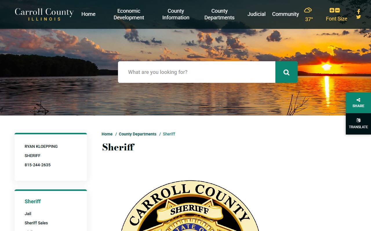 Carroll County Sheriff office page for warrant records