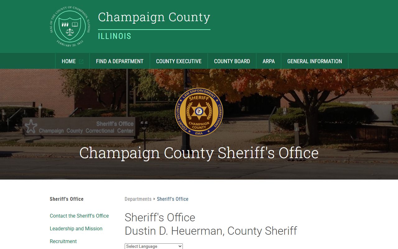 Champaign County Sheriff's Office website for warrant records
