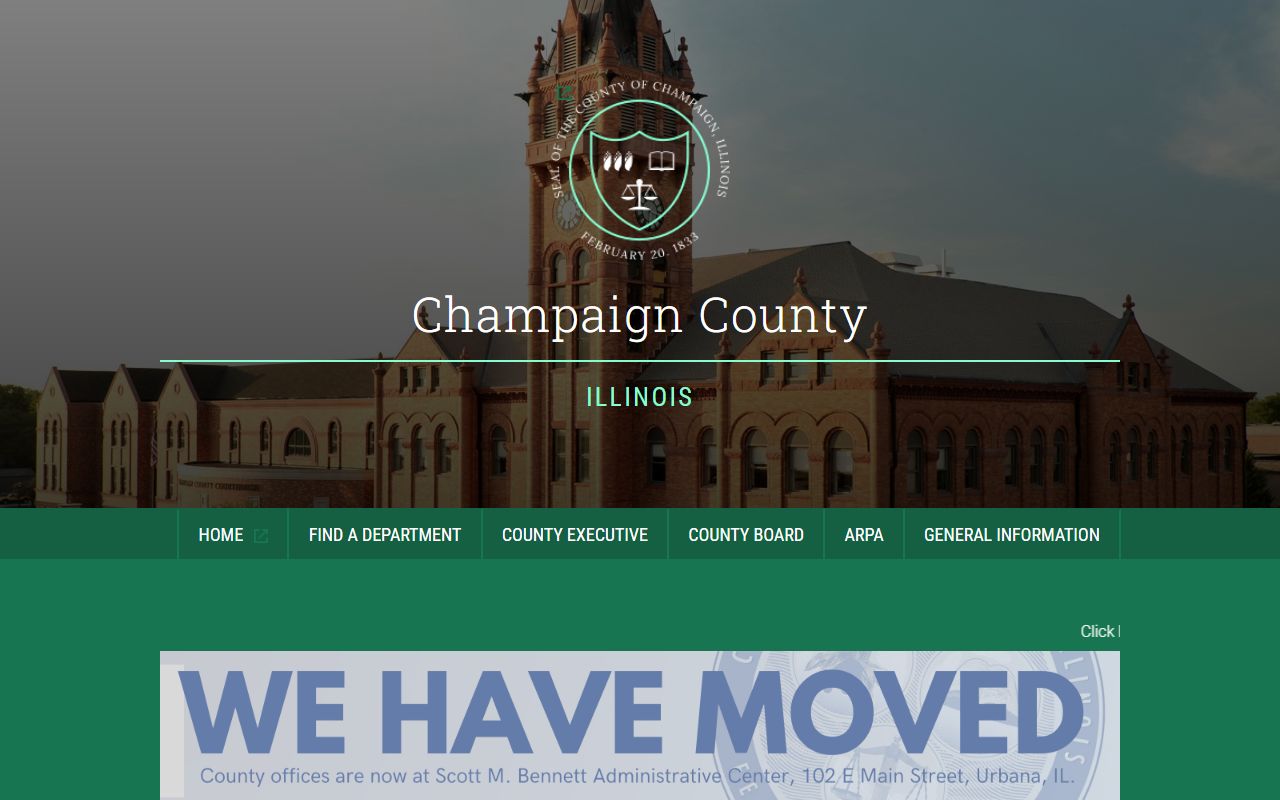 Champaign County government portal for warrant records information