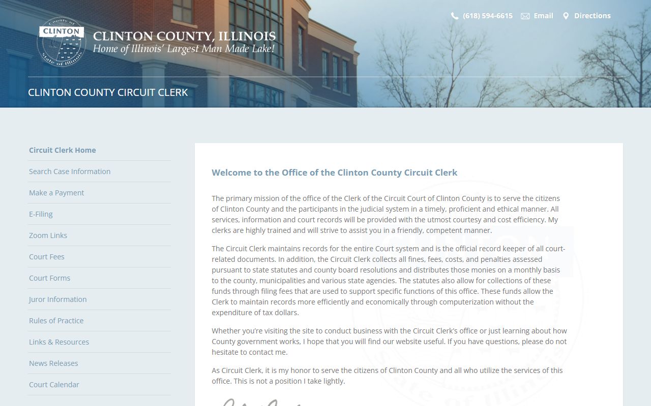 Clinton County Circuit Clerk website for warrant records search