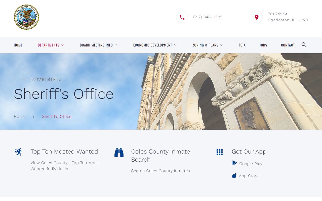 Coles County Sheriff portal for warrant records services