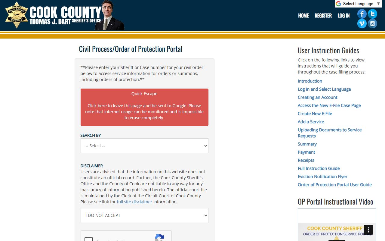 Cook County civil process portal for warrant records filings