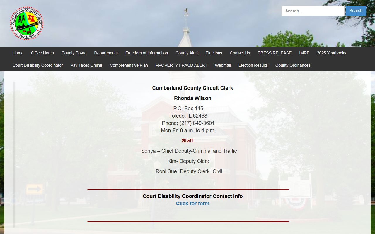 Cumberland County Circuit Clerk page for warrant records