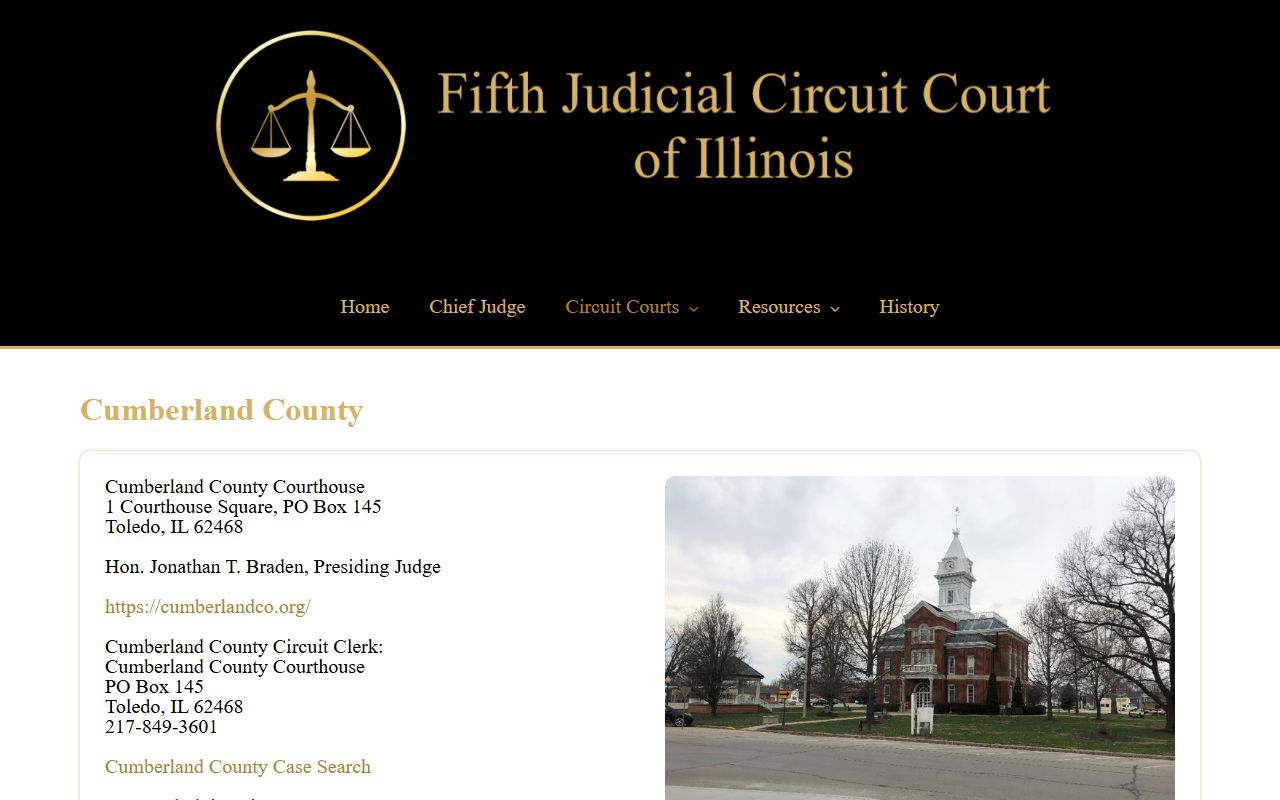 5th Judicial Circuit page for Cumberland County warrant records