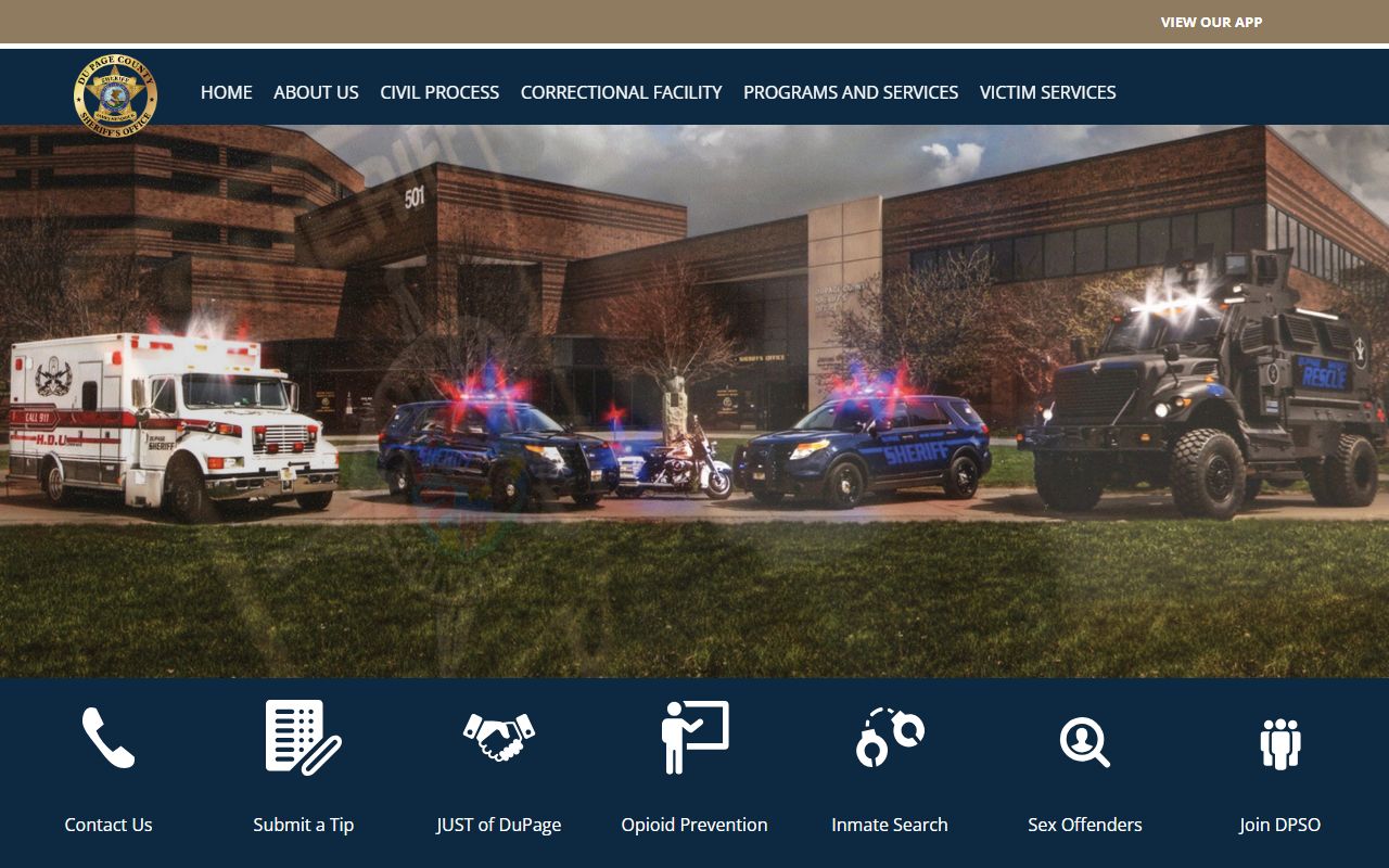 DuPage County Sheriff's Office website for warrant records