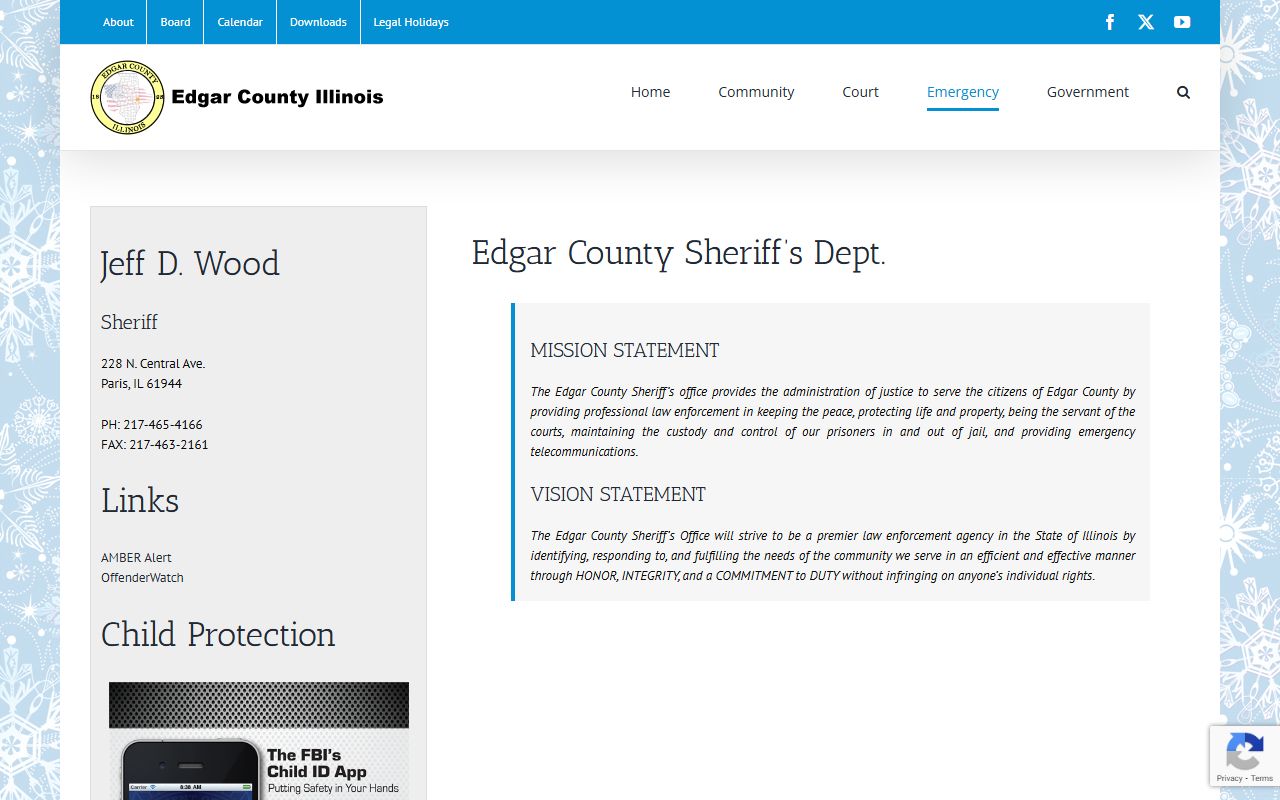 Edgar County Sheriff's Office warrant records page