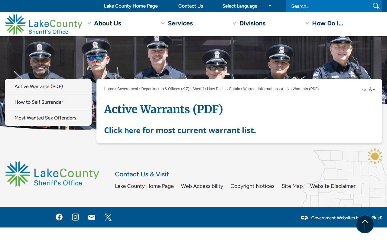Lake County active warrants PDF list for warrant records