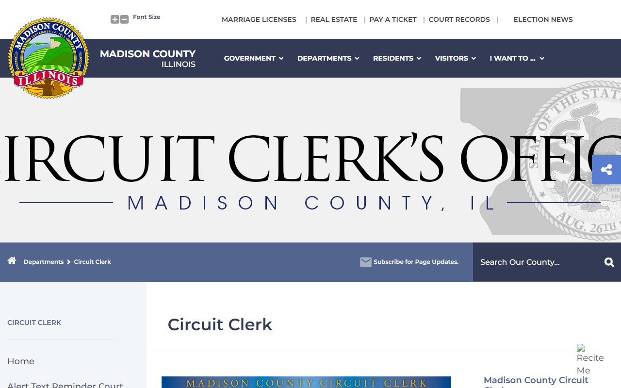 Madison County Circuit Clerk office page for warrant records