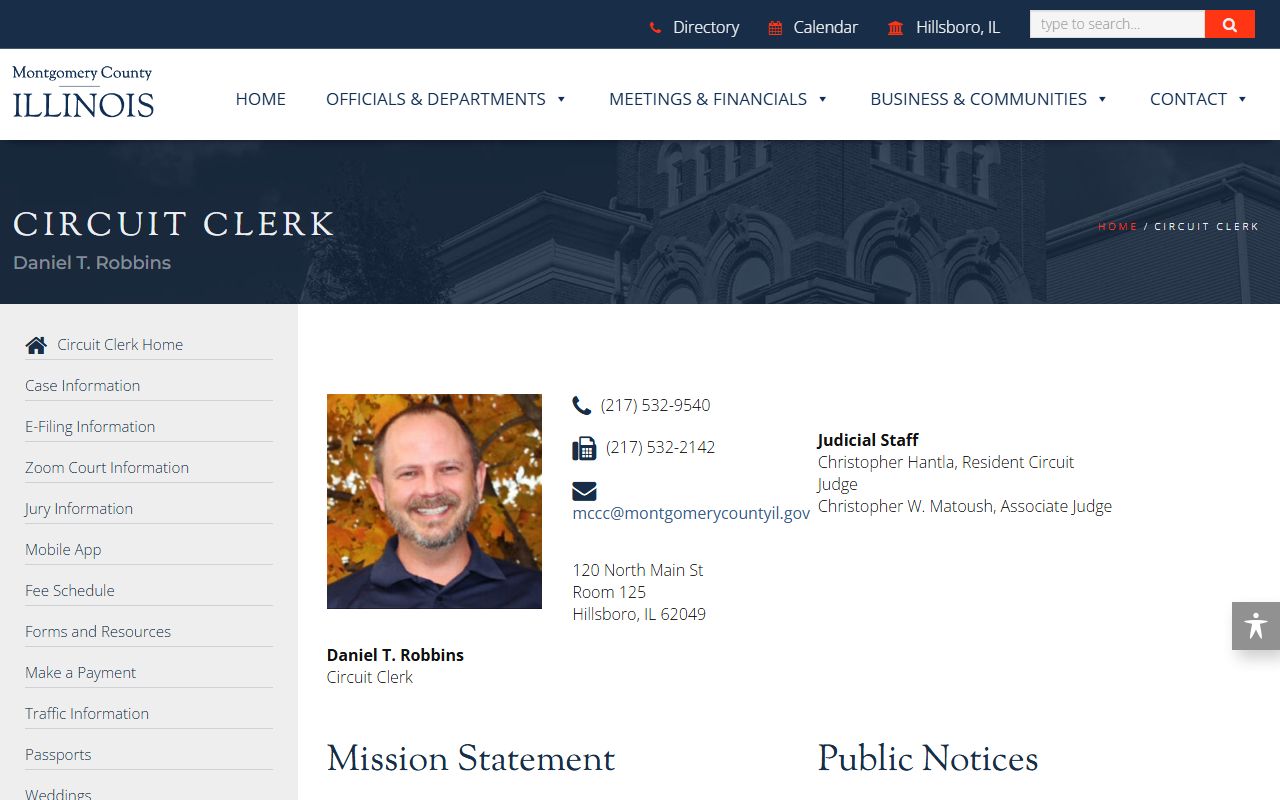 Montgomery County Circuit Clerk page for warrant records search