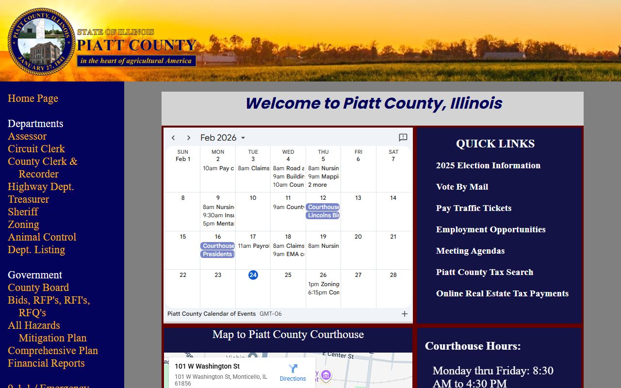 Piatt County government portal for warrant records