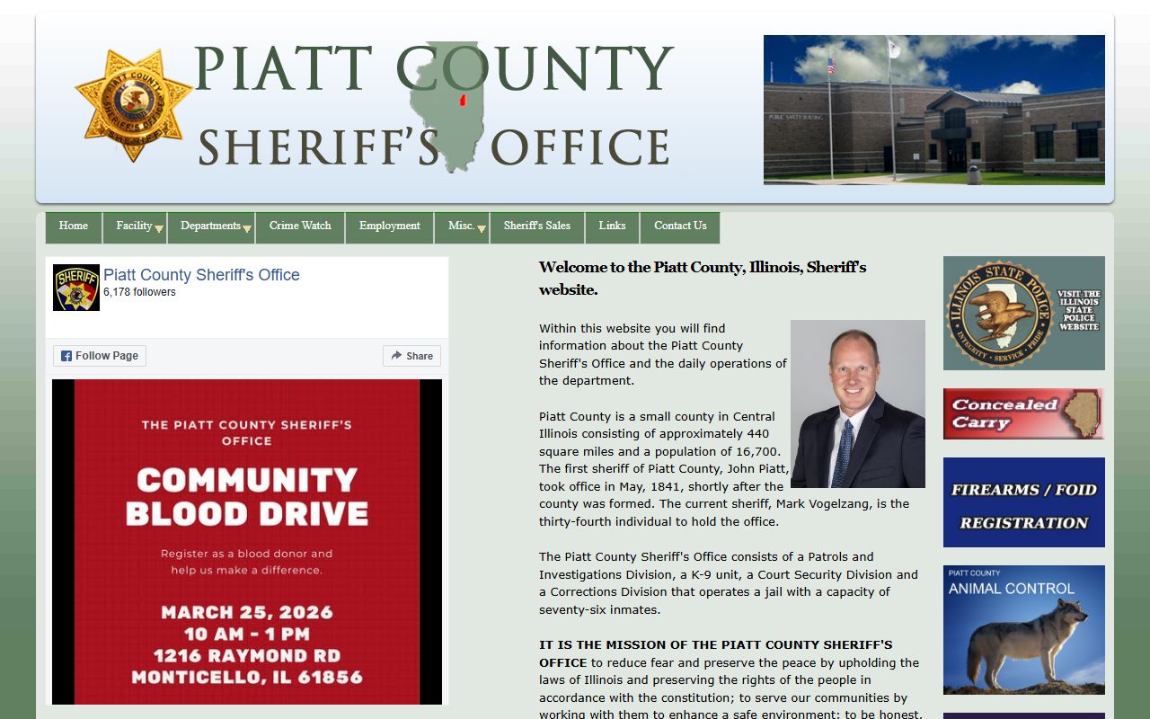 Piatt County Sheriff office for warrant records