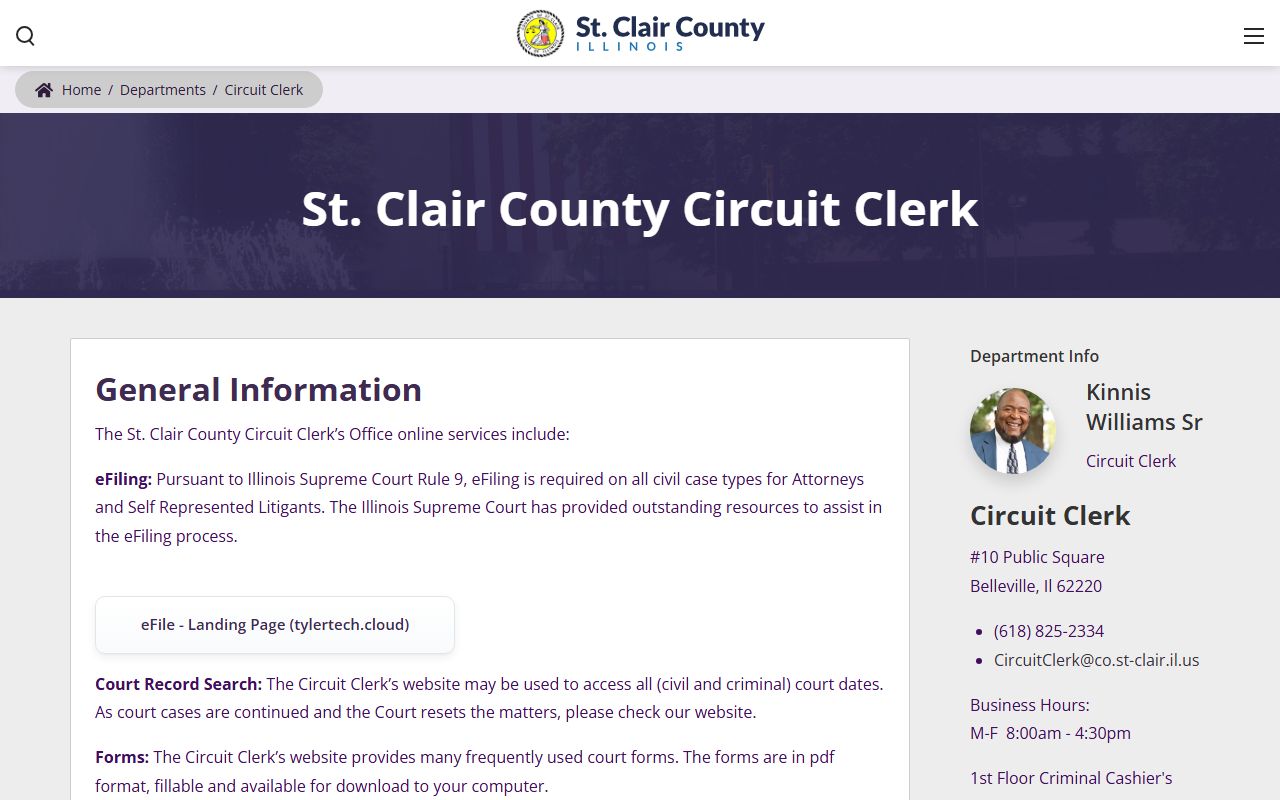 St. Clair County Circuit Clerk website for warrant records search