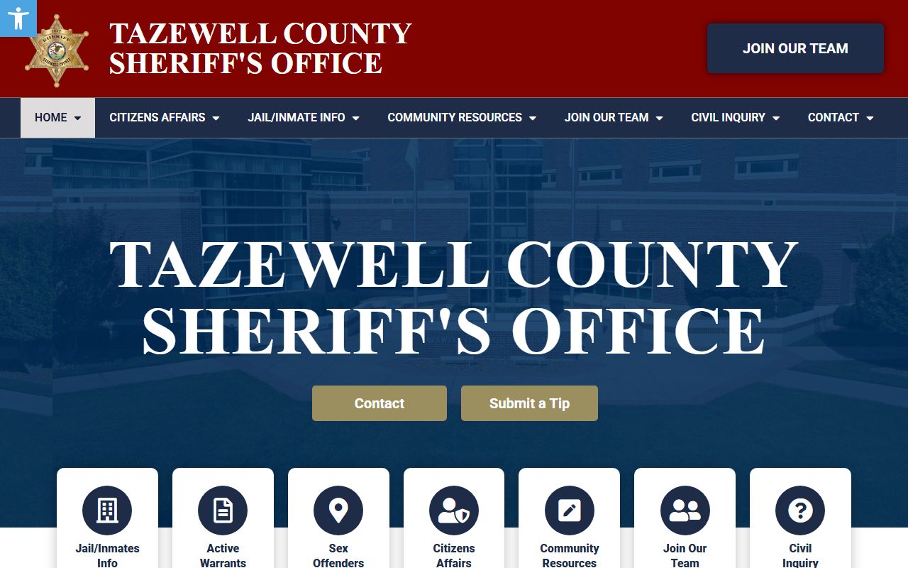 Tazewell County Sheriff office page for warrant records