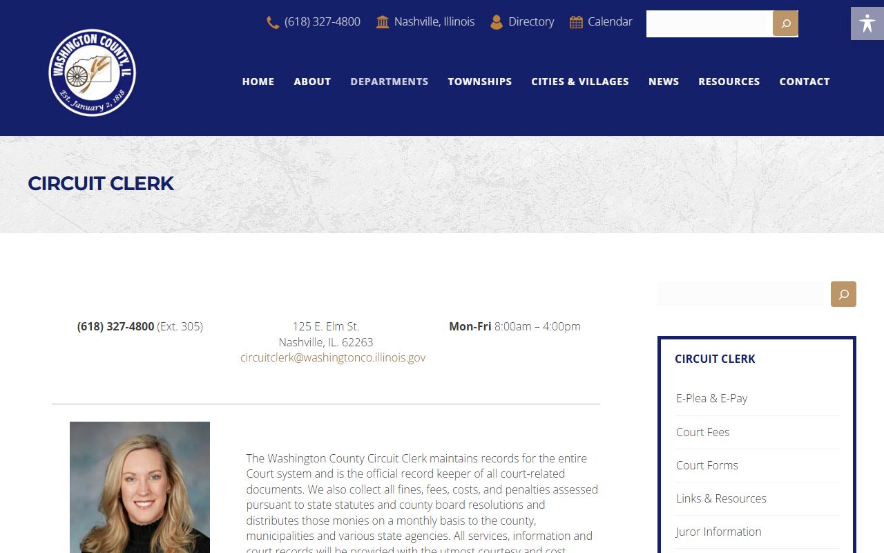 Washington County Circuit Clerk page for warrant records search