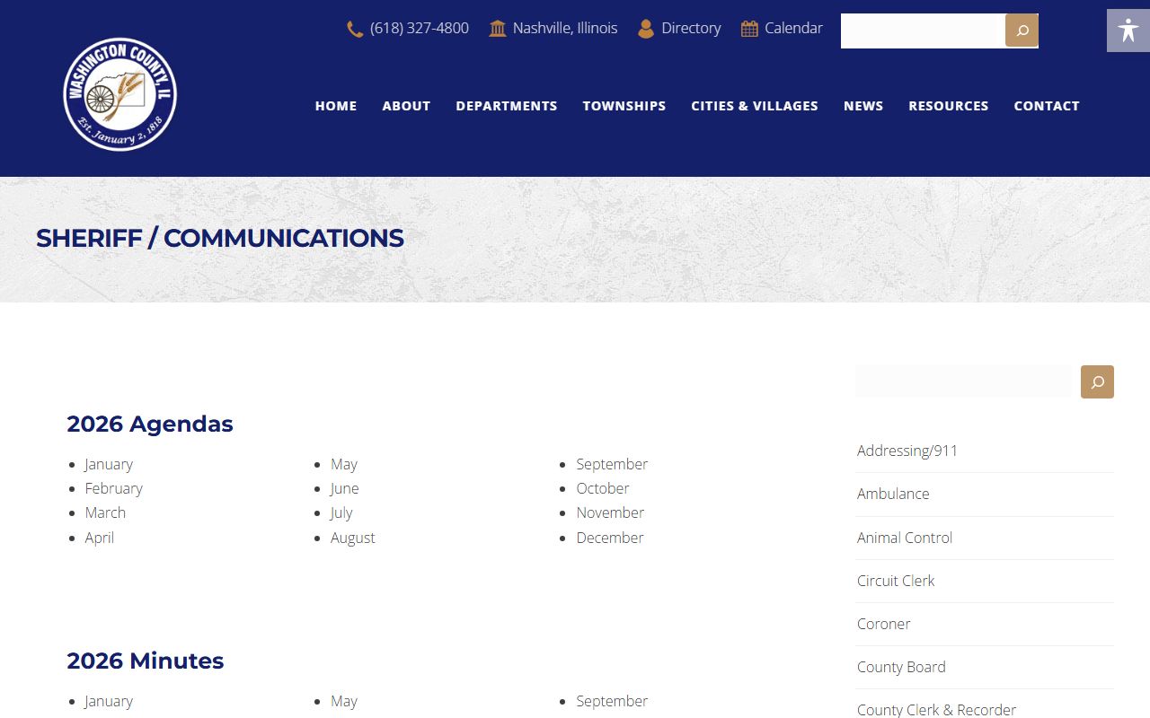 Washington County Sheriff's Office website for warrant records